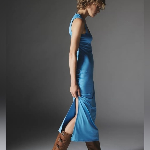 Urban Outfitters Silence + Noise Yasemine Asymmetrical Blue Maxi Dress Sz M NWT - Picture 2 of 16